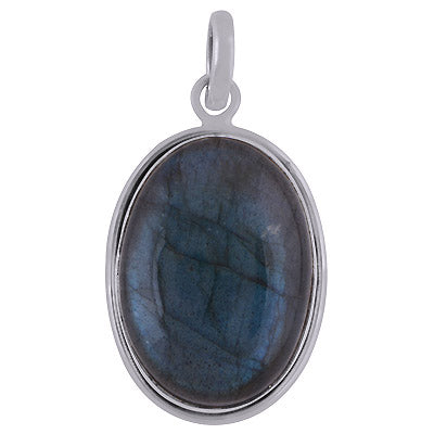 Gorgeous Plain Labradorite Oval Shape 925 Sterling Solid Silver Pendant - R100643-140