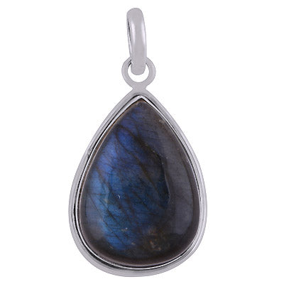 Gorgeous Plain Labradorite Pear Shape 925 Sterling Solid Silver Pendant - R100643-142