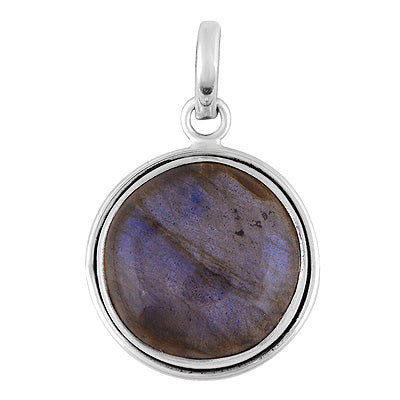 Gorgeous Plain Labradorite Round Shape 925 Sterling Solid Silver Pendants - R100643-151