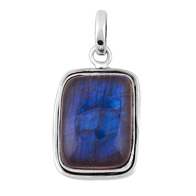 Gorgeous Plain Labradorite Rectangle Shape 925 Sterling Solid Silver Pendants - R100643-156