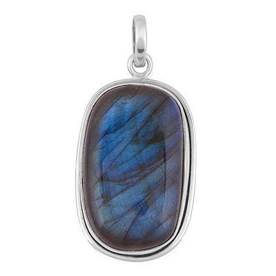 Gorgeous Plain Labradorite Rectangle Shape 925 Sterling Solid Silver Pendants - R100643-160