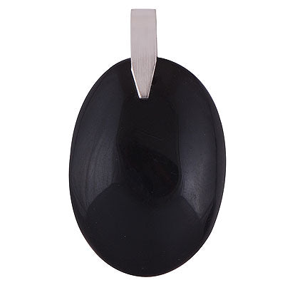 Gorgeous Nature's Gemstone Black Onyx Oval Shape 925 Sterling Solid Silver Pendant - R100651-108