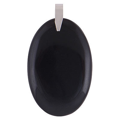 Gorgeous Nature's Gemstone Black Onyx Oval Shape 925 Sterling Solid Silver Pendant - R100651-112