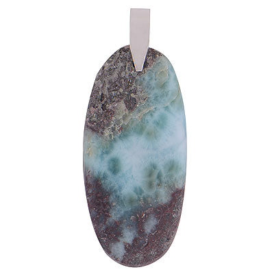 Gorgeous Nature's Gemstone Larimar Oval Shape 925 Sterling Solid Silver Pendant - R100651-65