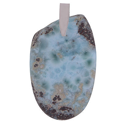 Gorgeous Nature's Gemstone Larimar Fancy Shape 925 Sterling Solid Silver Pendant - R100651-68