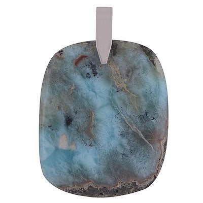 Gorgeous Nature's Gemstone Larimar Rectangle Shape 925 Sterling Solid Silver Pendant - R100651-69