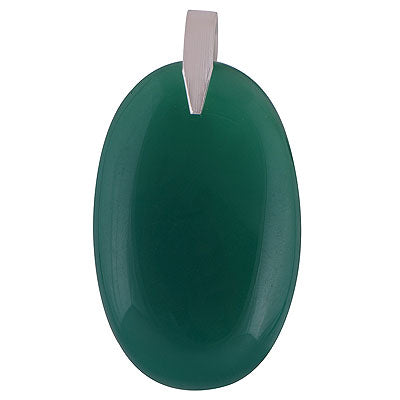 Gorgeous Nature's Gemstone Green Onyx Oval Shape 925 Sterling Solid Silver Pendant - R100651-75
