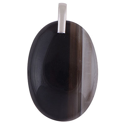 Alluring Gemstone Botswana Agate Oval Shape 925 Sterling Solid Silver Pendant - R100652-253