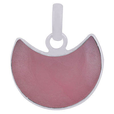 Beautiful Crescent Gemstone Rose Quartz Moon Shape 925 Sterling Solid Silver Pendant - R100670-1