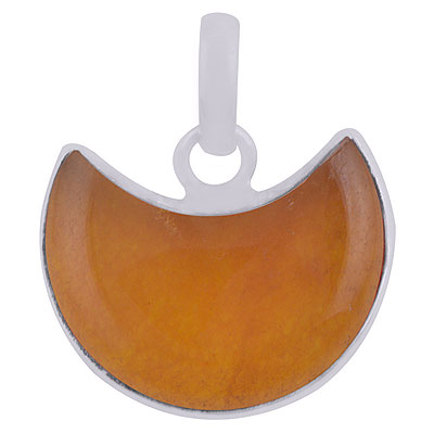 Beautiful Crescent Gemstone Yellow Jade Moon Shape 925 Sterling Solid Silver Pendant - R100670-18