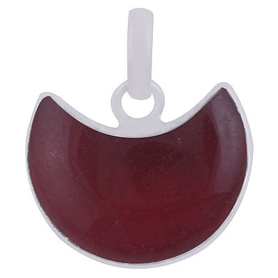 Beautiful Crescent Gemstone Red Corundum Moon Shape 925 Sterling Solid Silver Pendant - R100670-22