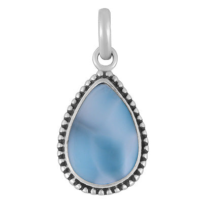 Alluring Rawa Work Around Larimar Pear Shape 925 Sterling Solid Silver Pendant - R100682-47