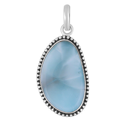 Alluring Rawa Work Around Larimar Fancy Shape 925 Sterling Solid Silver Pendant - R100682-51