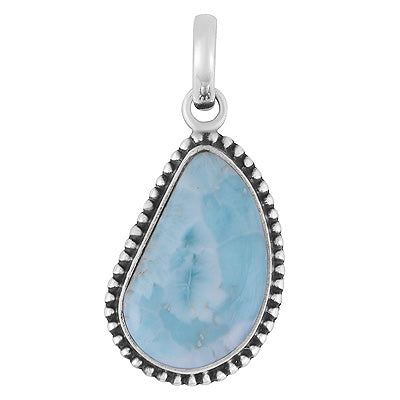 Alluring Rawa Work Around Larimar Fancy Shape 925 Sterling Solid Silver Pendant - R100682-52