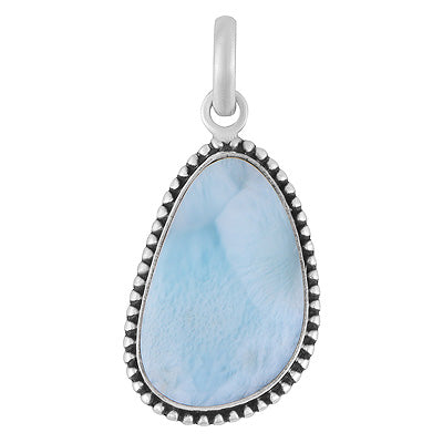 Alluring Rawa Work Around Larimar Fancy Shape 925 Sterling Solid Silver Pendant - R100682-55
