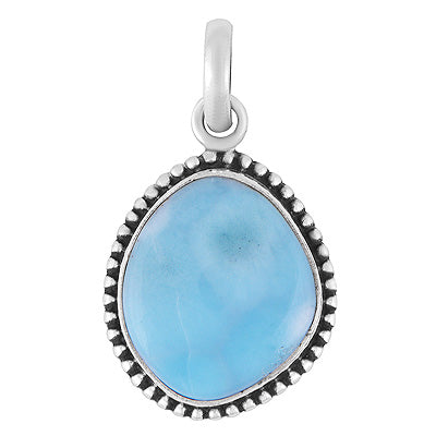 Alluring Rawa Work Around Larimar Fancy Shape 925 Sterling Solid Silver Pendant - R100682-58