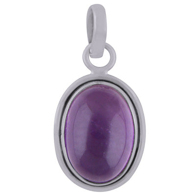 Plain Wire Around Amethyst Oval Shape 925 Sterling Solid Silver Pendant - R100725-1
