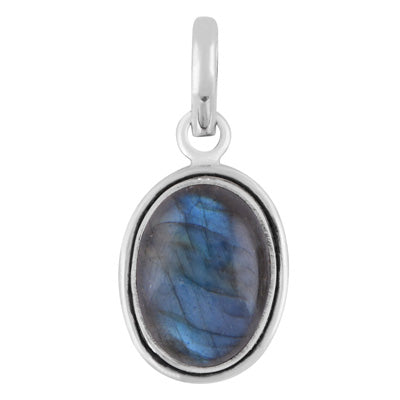 Plain Wire Around Labradorite Oval Shape 925 Sterling Solid Silver Pendant - R100725-5