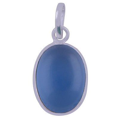 Beautifully Bezel Seated Gemstone Blue Chalcedony Oval Shape 925 Sterling Solid Silver Pendant - R100761-29