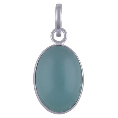 Beautifully Bezel Seated Gemstone Aqua Chalcedony Oval Shape 925 Sterling Solid Silver Pendant - R100761-31