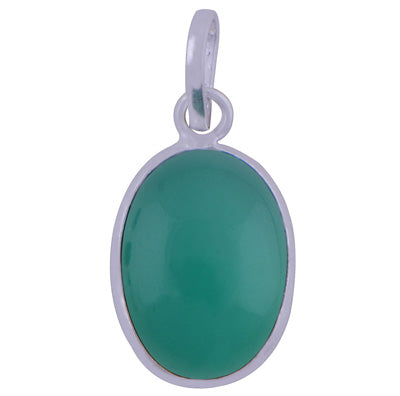Beautifully Bezel Seated Gemstone Green Onyx Oval Shape 925 Sterling Solid Silver Pendant - R100761-34