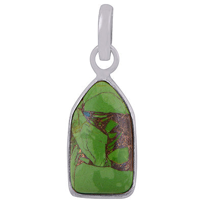 Beautiful Gemstone Green Copper Turquoise Inverted Bullet Shape 925 Sterling Solid Silver Pendant - R100767-58