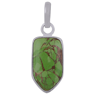 Beautiful Gemstone Green Copper Turquoise Inverted Bullet Shape 925 Sterling Solid Silver Pendant - R100767-59