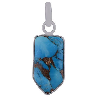 Beautiful Gemstone Blue Copper Turquoise Inverted Bullet Shape 925 Sterling Solid Silver Pendant - R100767-60