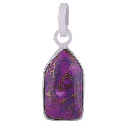 Beautiful Gemstone Purple Copper Turquoise Inverted Bullet Shape 925 Sterling Solid Silver Pendant - R100767-61