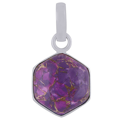 Beautiful Gemstone Purple Copper Turquoise Hexagon Shape 925 Sterling Solid Silver Pendant - R100767-69