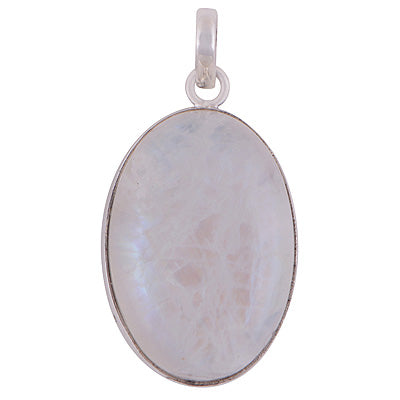 Gorgeous Plain Rainbow Moonstone Oval Shape 925 Sterling Solid Silver Pendant - R100858-162