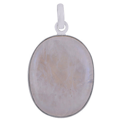 Gorgeous Plain Rainbow Moonstone Oval Shape 925 Sterling Solid Silver Pendant - R100858-164