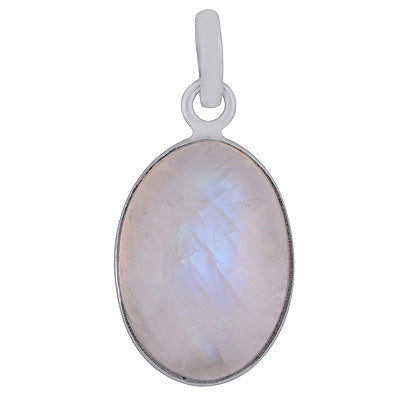 Gorgeous Plain Rainbow Moonstone Oval Shape 925 Sterling Solid Silver Pendant - R100858-189