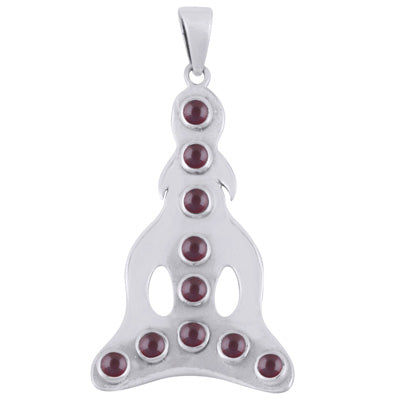 Beautiful Buddha Garnet Round Shape 925 Sterling Solid Silver Pendant - R100884-11