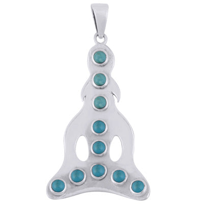 Beautiful Buddha Turquoise Round Shape 925 Sterling Solid Silver Pendant - R100884-12
