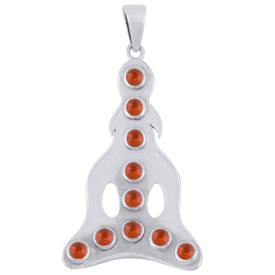 Beautiful Buddha Amber Round Shape 925 Sterling Solid Silver Pendant - R100884-13
