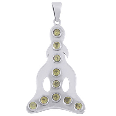 Beautiful Buddha Peridot Round Shape 925 Sterling Solid Silver Pendant - R100884-14