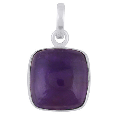 Gorgeous Plain Amethyst Square Shape 925 Sterling Solid Silver Pendant - R100983-12