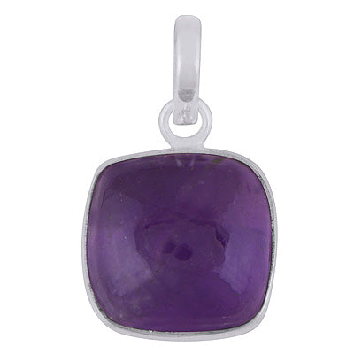 Gorgeous Plain Amethyst Square Shape 925 Sterling Solid Silver Pendants - R100983-13