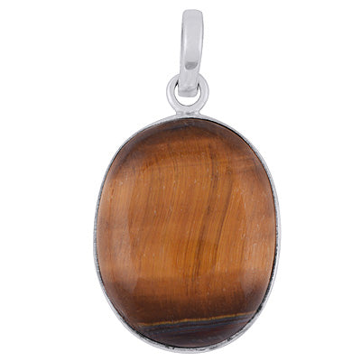Beautiful Gemstone Tiger's Eye Oval Shape 925 Sterling Solid Silver Pendants - R100984-1