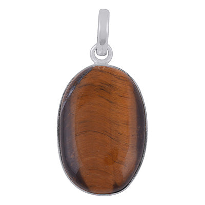 Beautiful Gemstone Tiger's Eye Oval Shape 925 Sterling Solid Silver Pendants - R100984-2