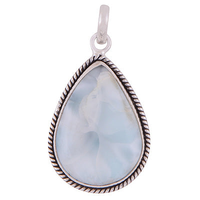 Stunning Statement Larimar Pear Shape 925 Sterling Solid Silver Pendant - R101009-315