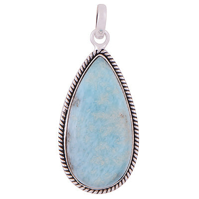 Stunning Statement Larimar Pear Shape 925 Sterling Solid Silver Pendant - R101009-316
