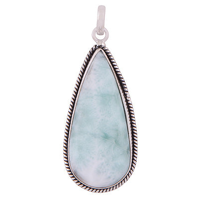 Stunning Statement Larimar Pear Shape 925 Sterling Solid Silver Pendant - R101009-318