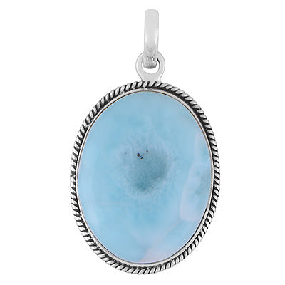 Stunning Statement Larimar Oval Shape 925 Sterling Solid Silver Pendant - R101009-330