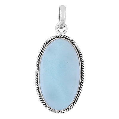 Stunning Statement Larimar Oval Shape 925 Sterling Solid Silver Pendant - R101009-331