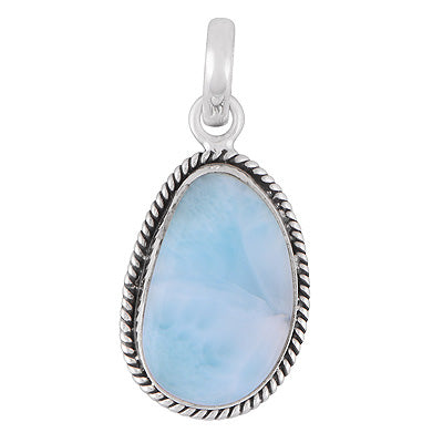 Stunning Statement Larimar Pear Shape 925 Sterling Solid Silver Pendant - R101009-336