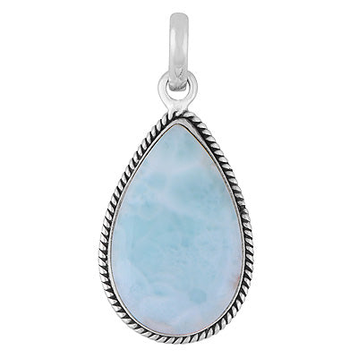 Stunning Statement Larimar Pear Shape 925 Sterling Solid Silver Pendant - R101009-337