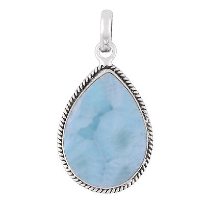 Stunning Statement Larimar Pear Shape 925 Sterling Solid Silver Pendant - R101009-339