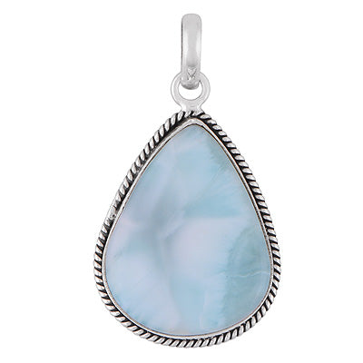 Stunning Statement Larimar Pear Shape 925 Sterling Solid Silver Pendant - R101009-341